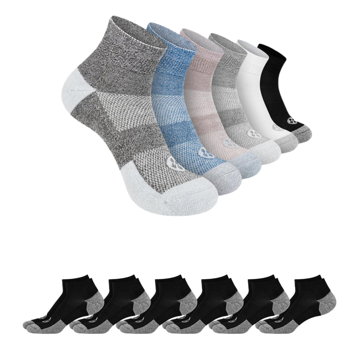 Diabetic Socks for Men, 12 Pairs Ankle & Low Cut Size 9-15 F896
