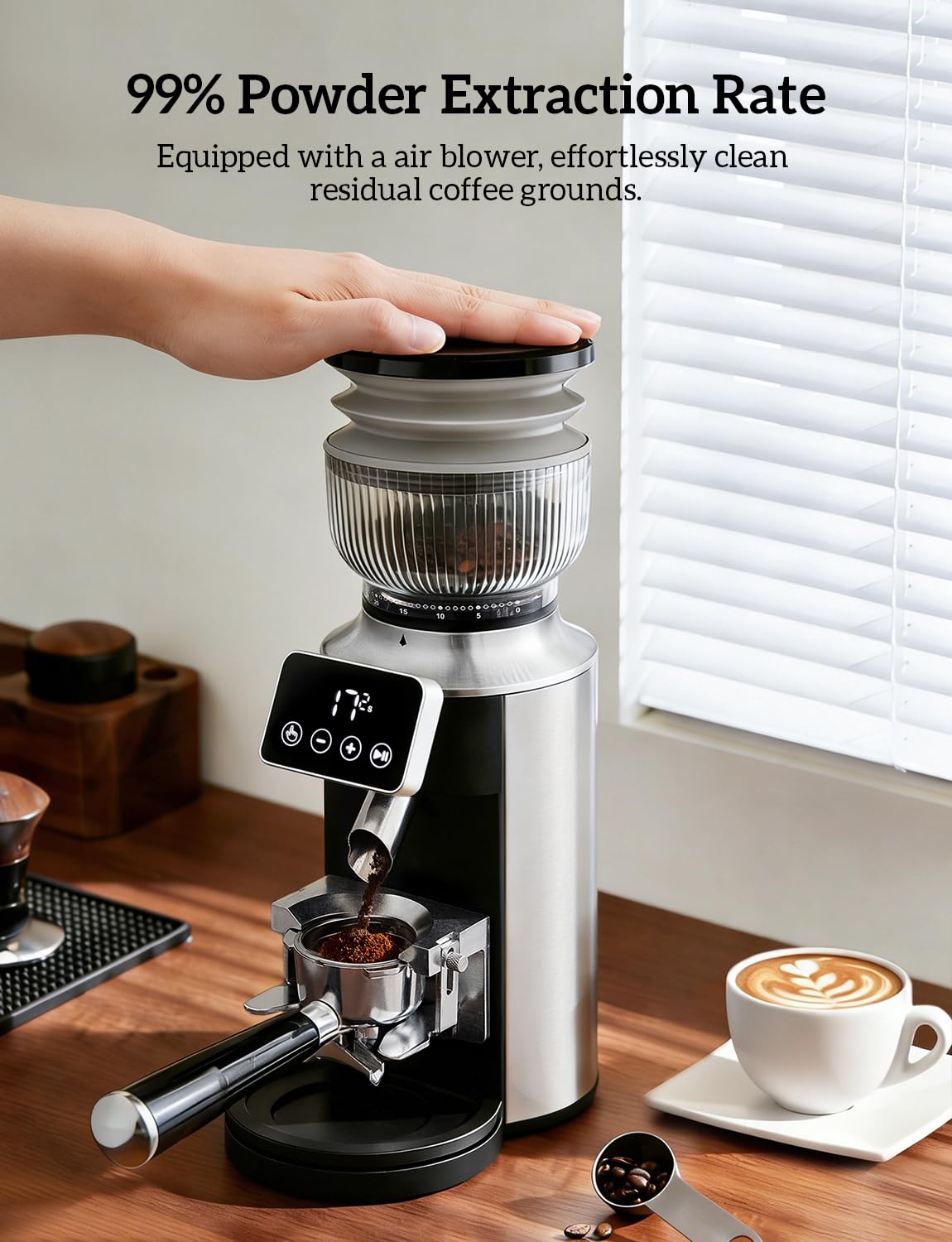 Stainless Steel Espresso Grinder with Portafilter Holder E613