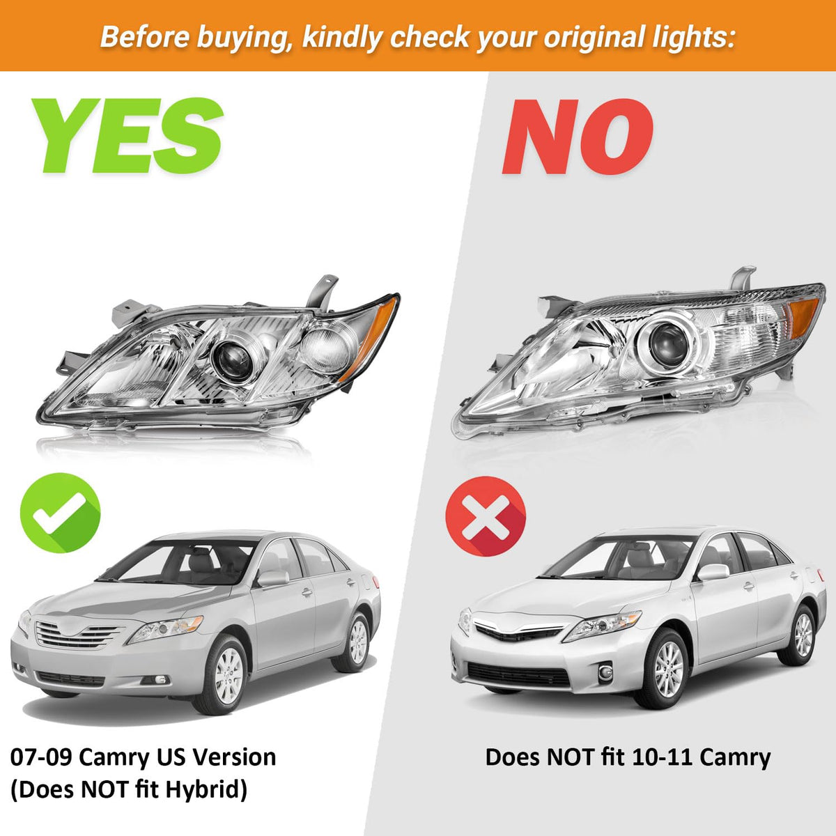 Anti-Fogging Headlights Assembly with H11 HB3 Bulbs L53312