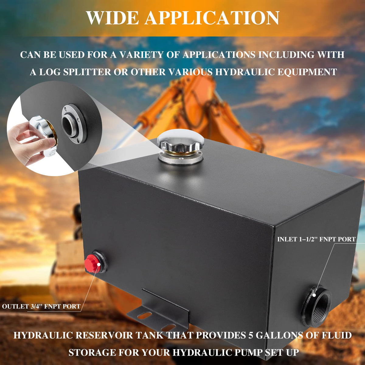 5 Gallon 14 Gauge Steel Hydraulic Fluid Reservoir Tank O393785