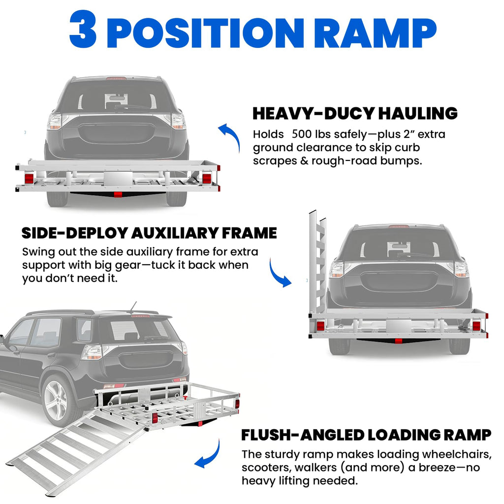 Hitch Cargo Carrier with Folding Ramp R6594