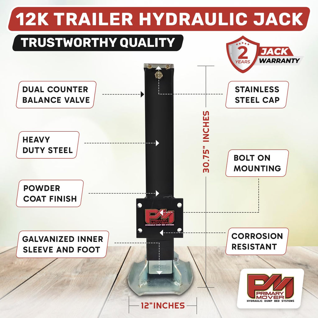 Hydraulic Trailer Jack 12,000 lb Double Acting Bolt On O794