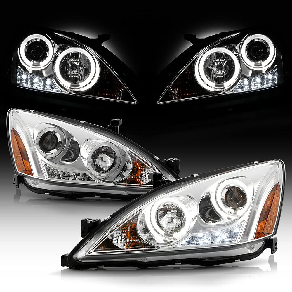 For 2003-2007 Honda Accord LED Projector Headlights, Driver & Passenger Side H446