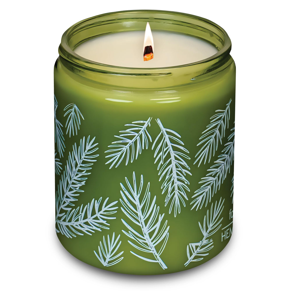 Green Glass Crackling Wood Wick Candle 8 oz B314459