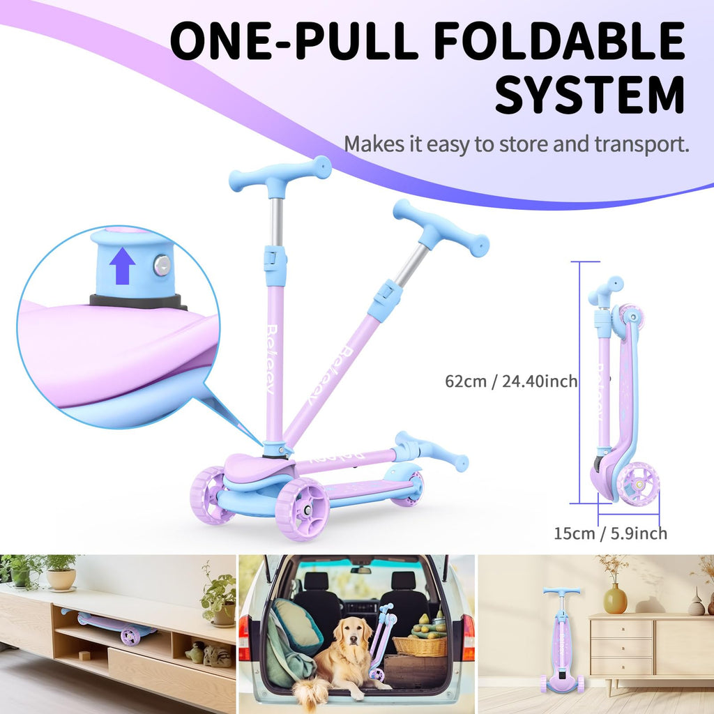 3 Wheel Folding Kick Scooter with LED Light-Up Wheels A36435