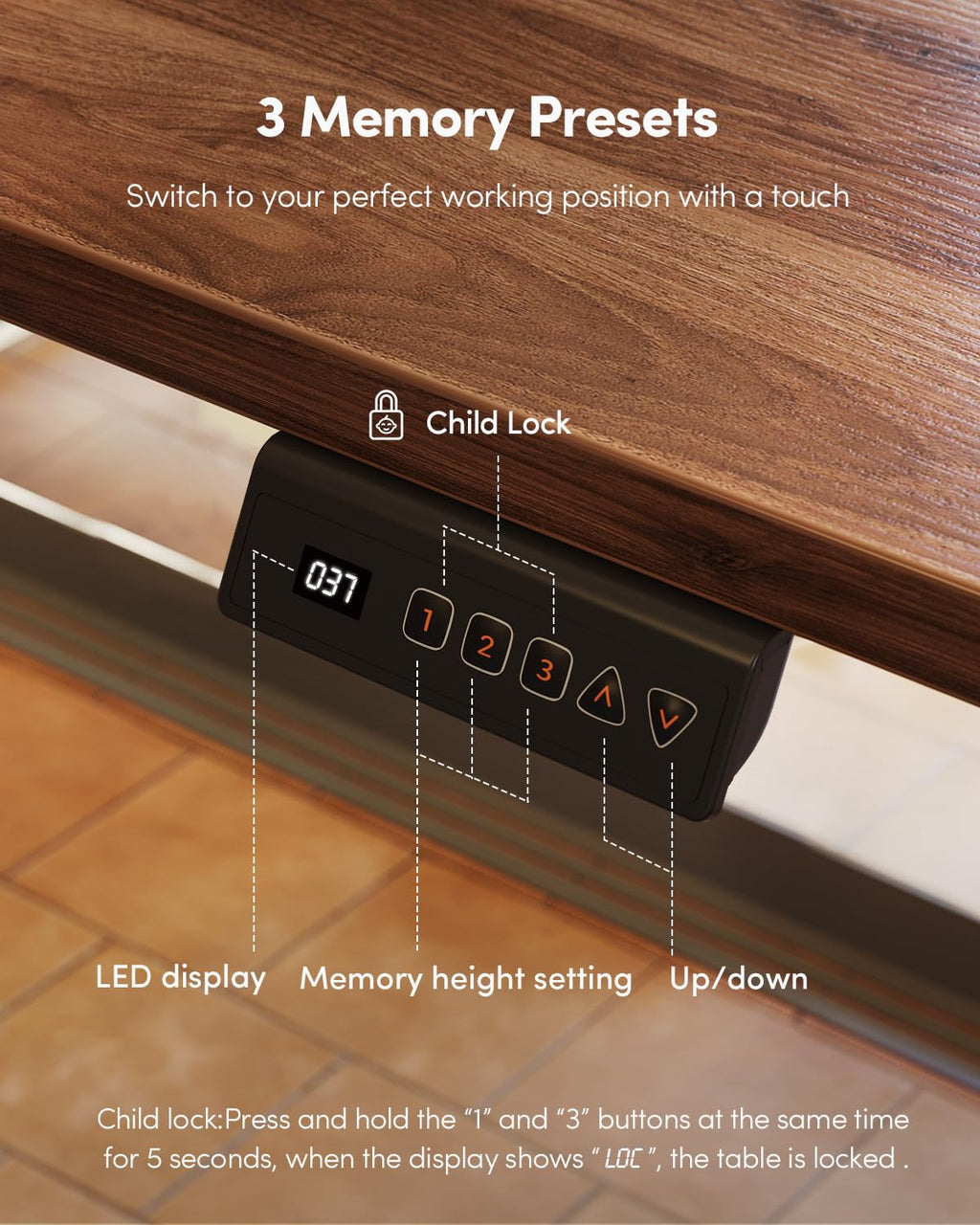 48 x 24 Black Walnut Adjustable Standing Desk H4820