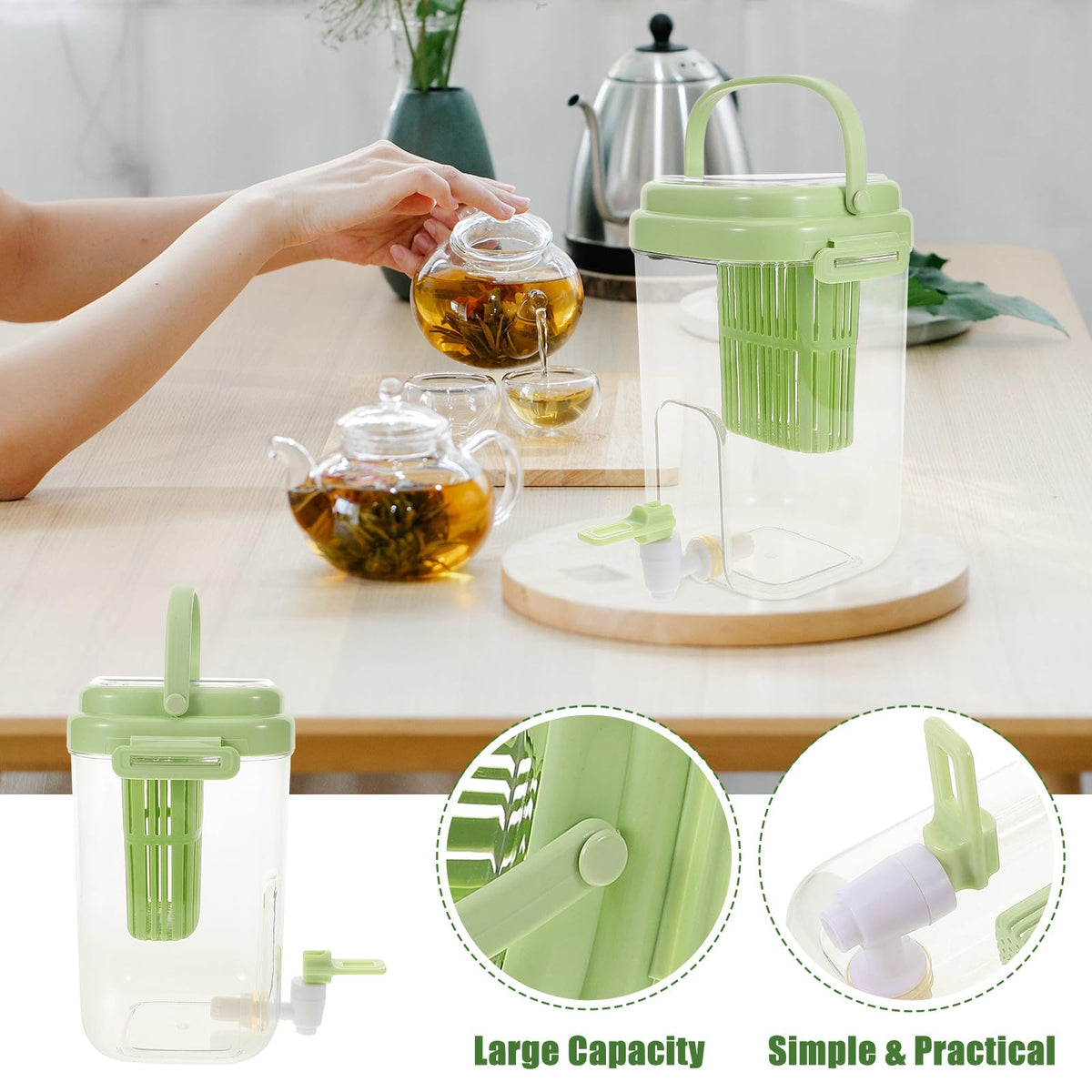 Green 2L Drink Dispenser with Faucet V1331