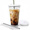 24 oz BPA-Free Double-Wall Insulated Plastic Tumbler with Lid and Straw A5472