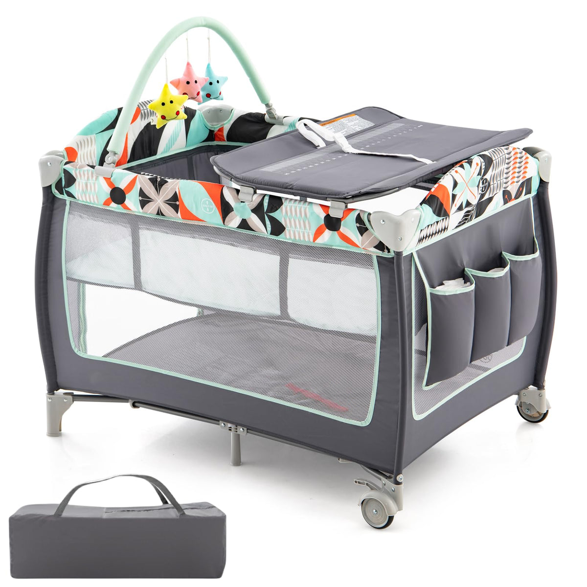 4 in 1 Portable Baby Crib Playpen with Bassinet F2482