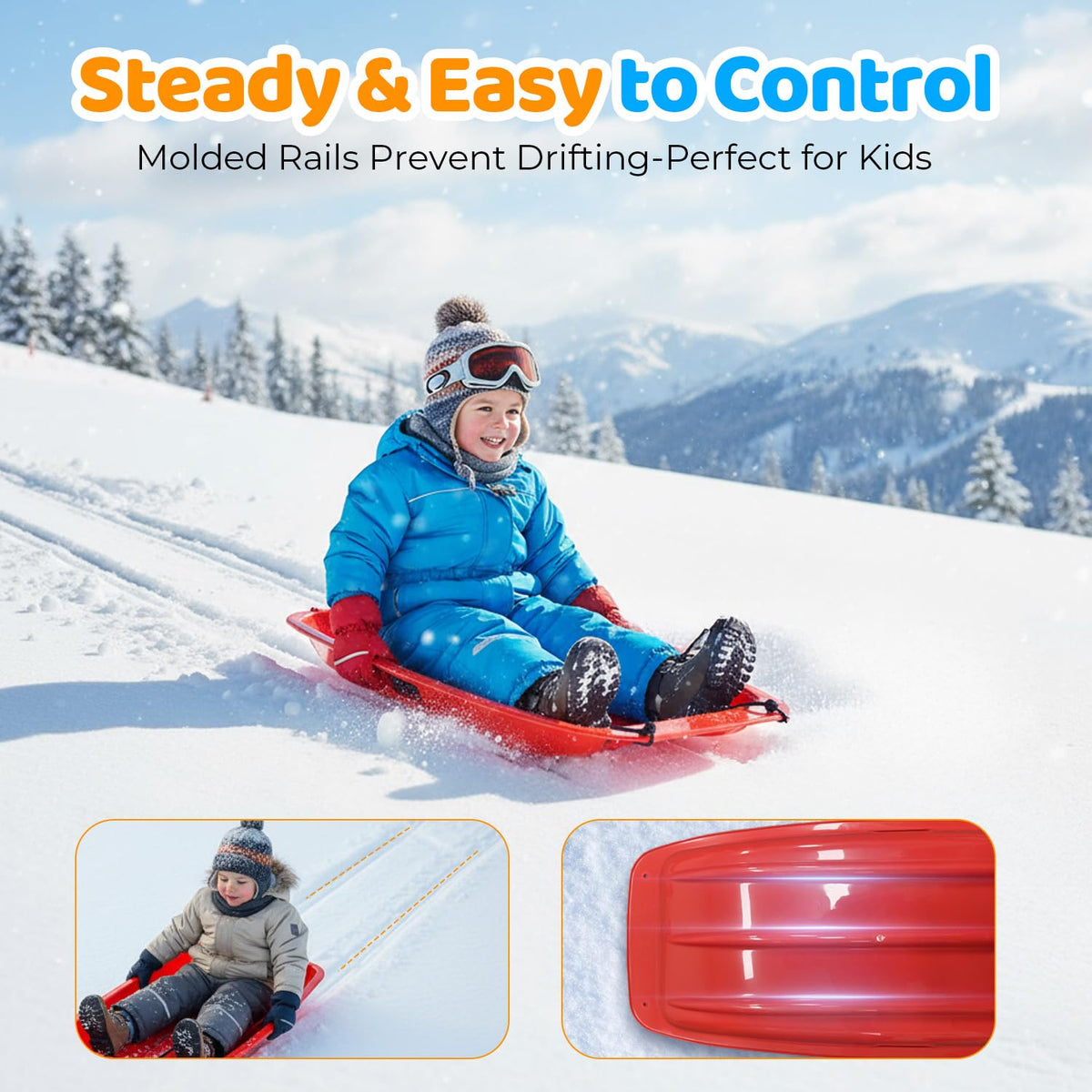35" Snow Sled with Rope and Handles Y462