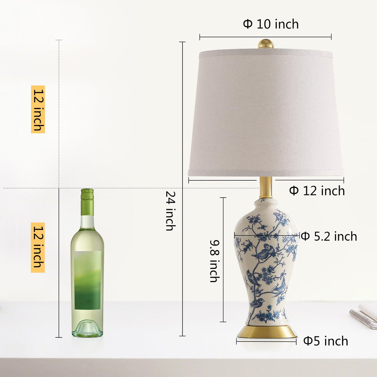 24" Ceramic Table Lamps Set of 2 C125