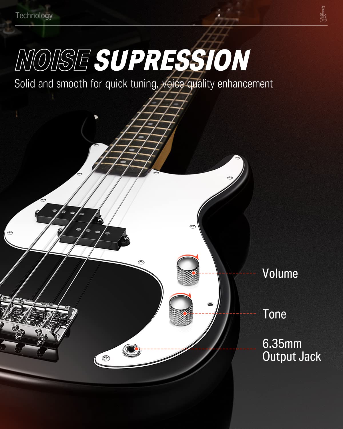 Electric Bass 4 Strings Full-Size Guitar Kit PB-Style Black G8684