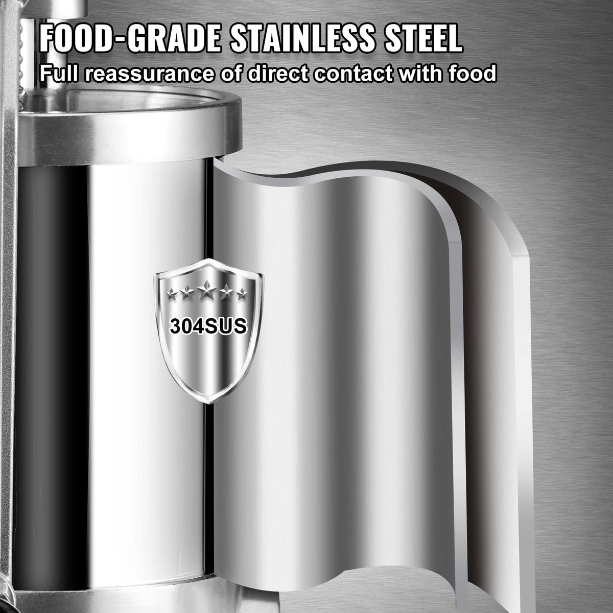 2.5LBS 304 Stainless Steel Vertical Sausage Stuffer with 3 Stuffing Tubes X435