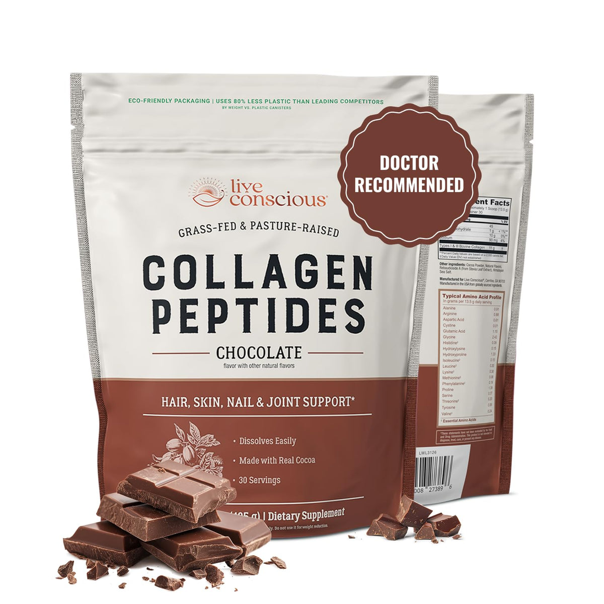 Chocolate Collagen Peptides Powder 15oz J205