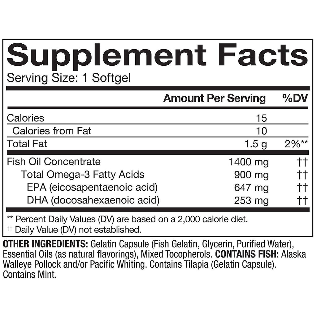 Omega 3 Fish Oil 1400 mg 150 Softgels G7925