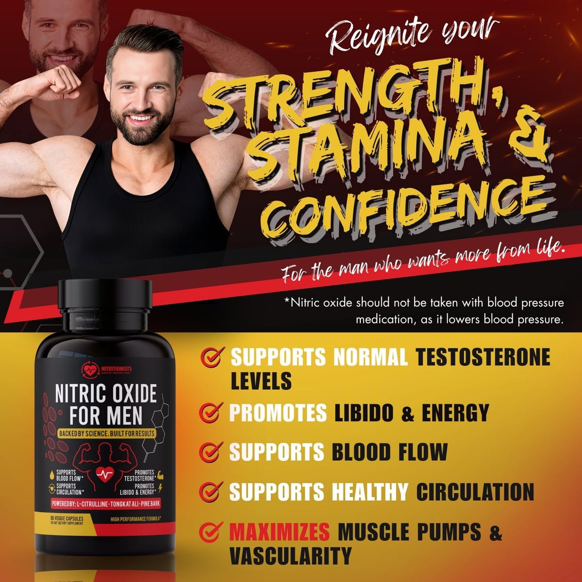 90 Capsules Nitric Oxide Supplement O3736