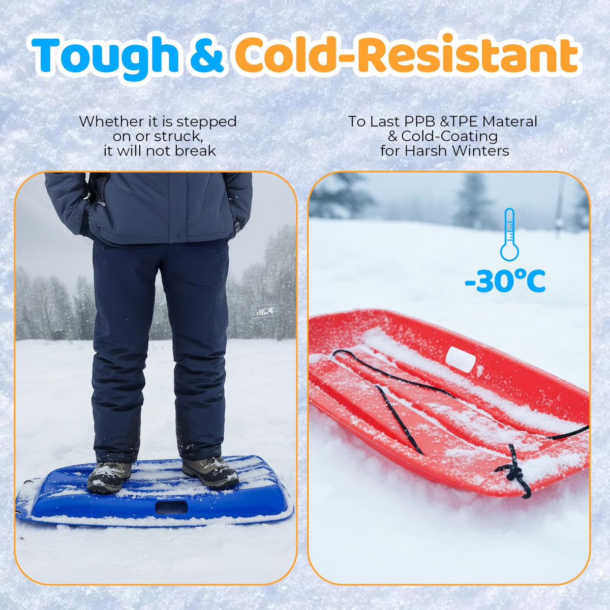 35" Snow Sled with Rope and Handles Y462