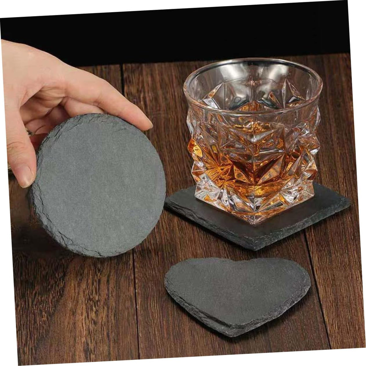 Black 12pcs Natural Stone Coasters G8979