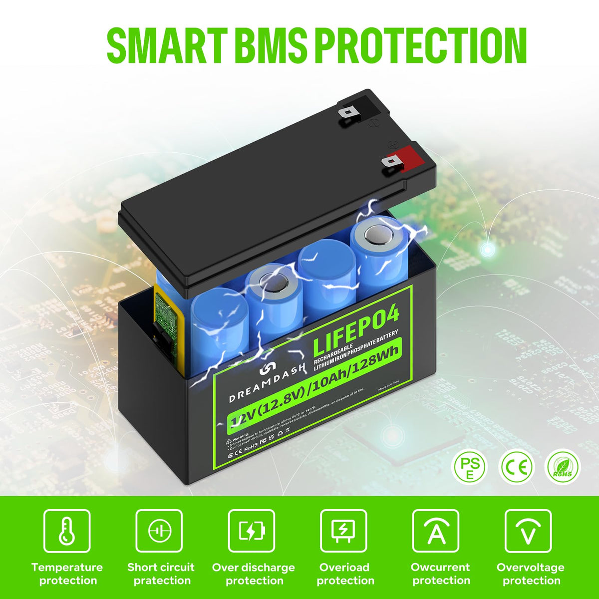 12V 10Ah LiFePO4 Lithium Battery O350176