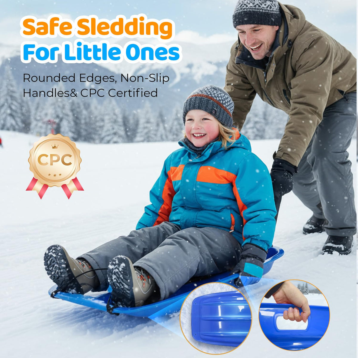 35" Snow Sled with Rope and Handles Y462