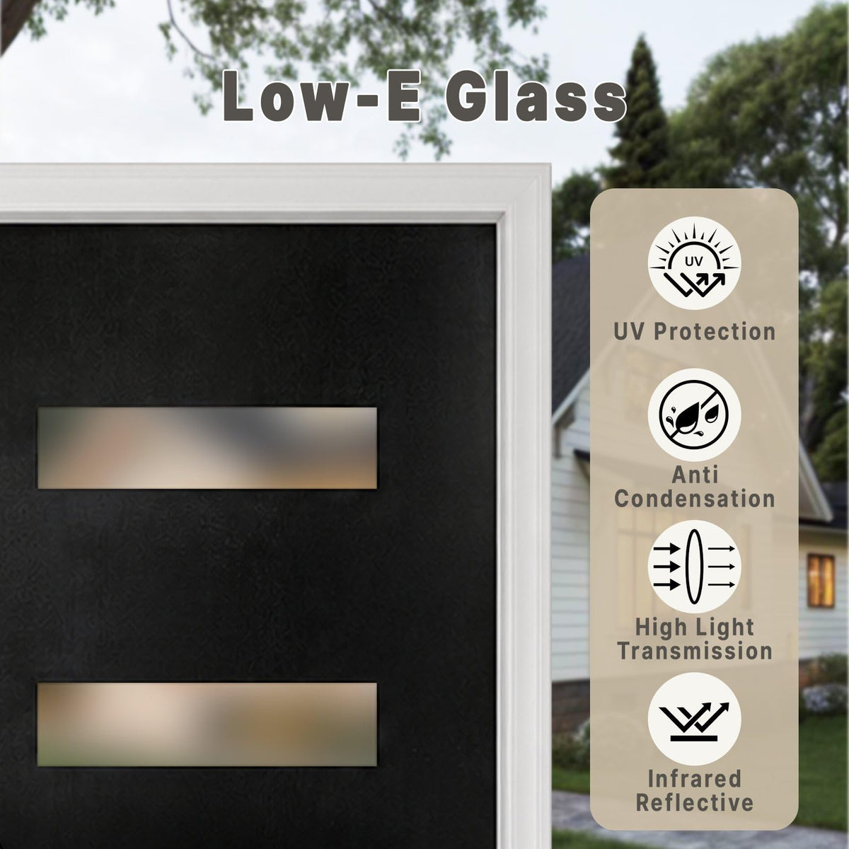 Fiberglass Entry Door 4-Lite Glass Left-Hand Inswing M605832
