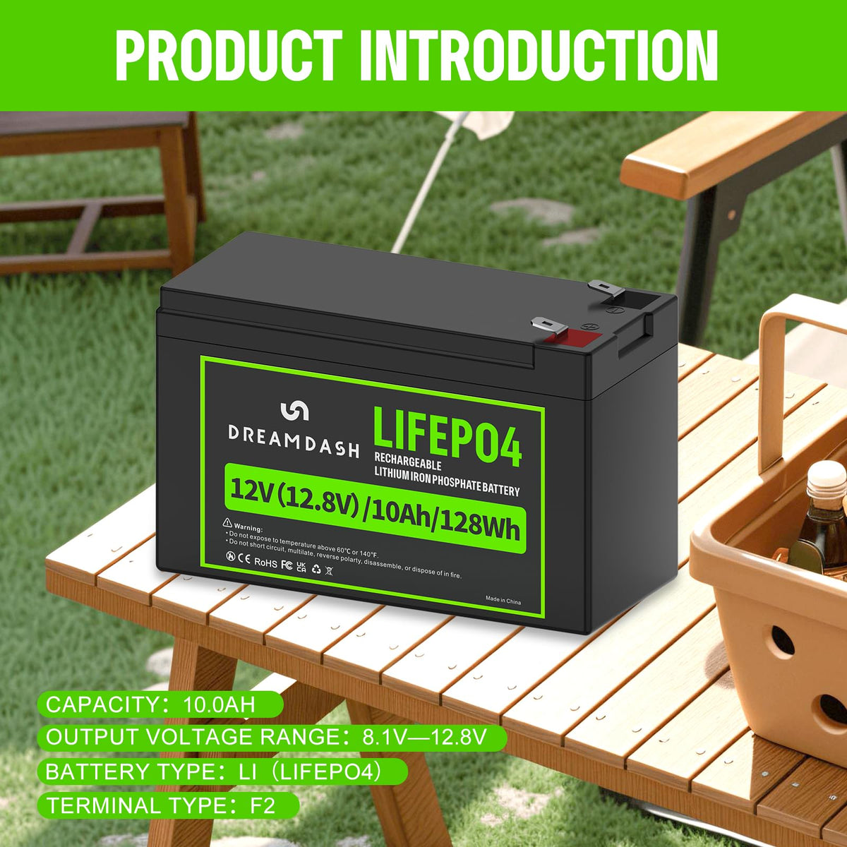 12V 10Ah LiFePO4 Lithium Battery O350176