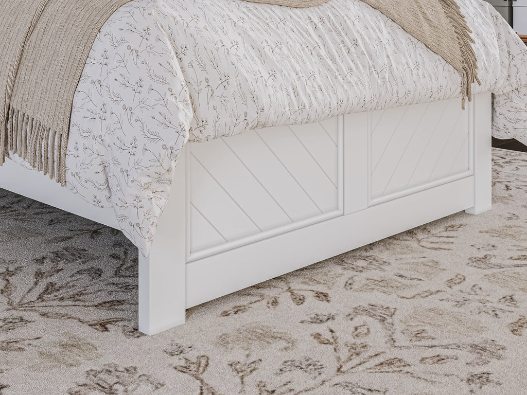 White Solid Wood Twin Bed Frame with Footboard I157