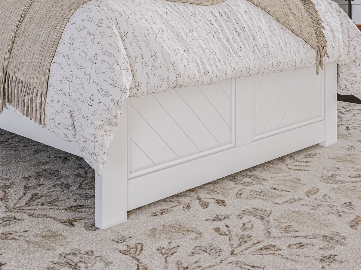 White Solid Wood Twin Bed Frame with Footboard I157