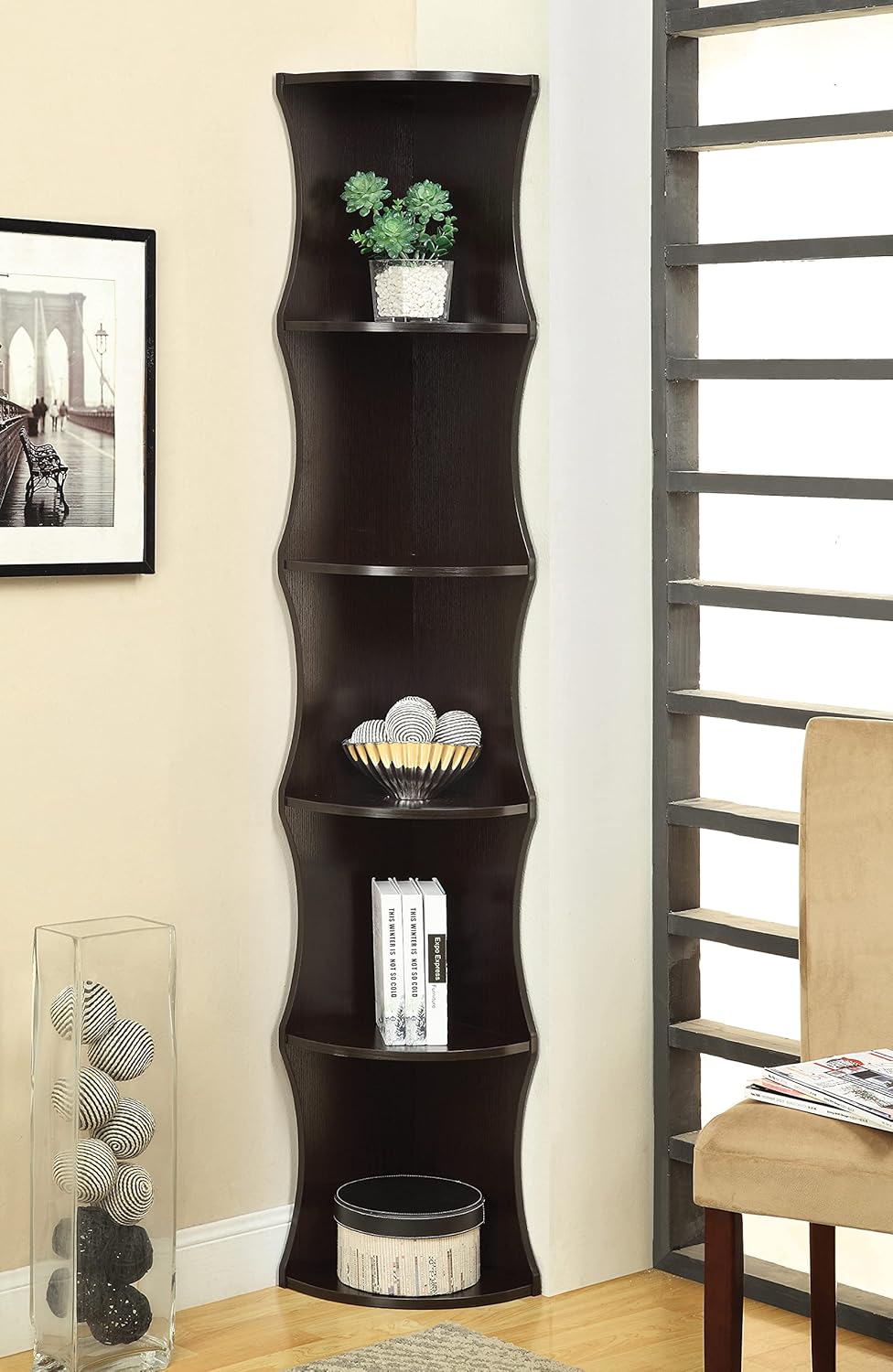 5-Shelf Corner Bookcase T886070