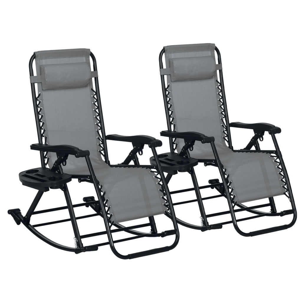 Set of 2 Gray Folding Zero Gravity Lounge Chairs U62937