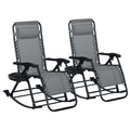Set of 2 Gray Folding Zero Gravity Lounge Chairs U62937