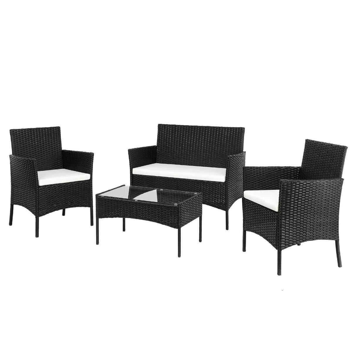 PE Rattan 4PCS Conversation Sofa Set with Cushions Brown I828