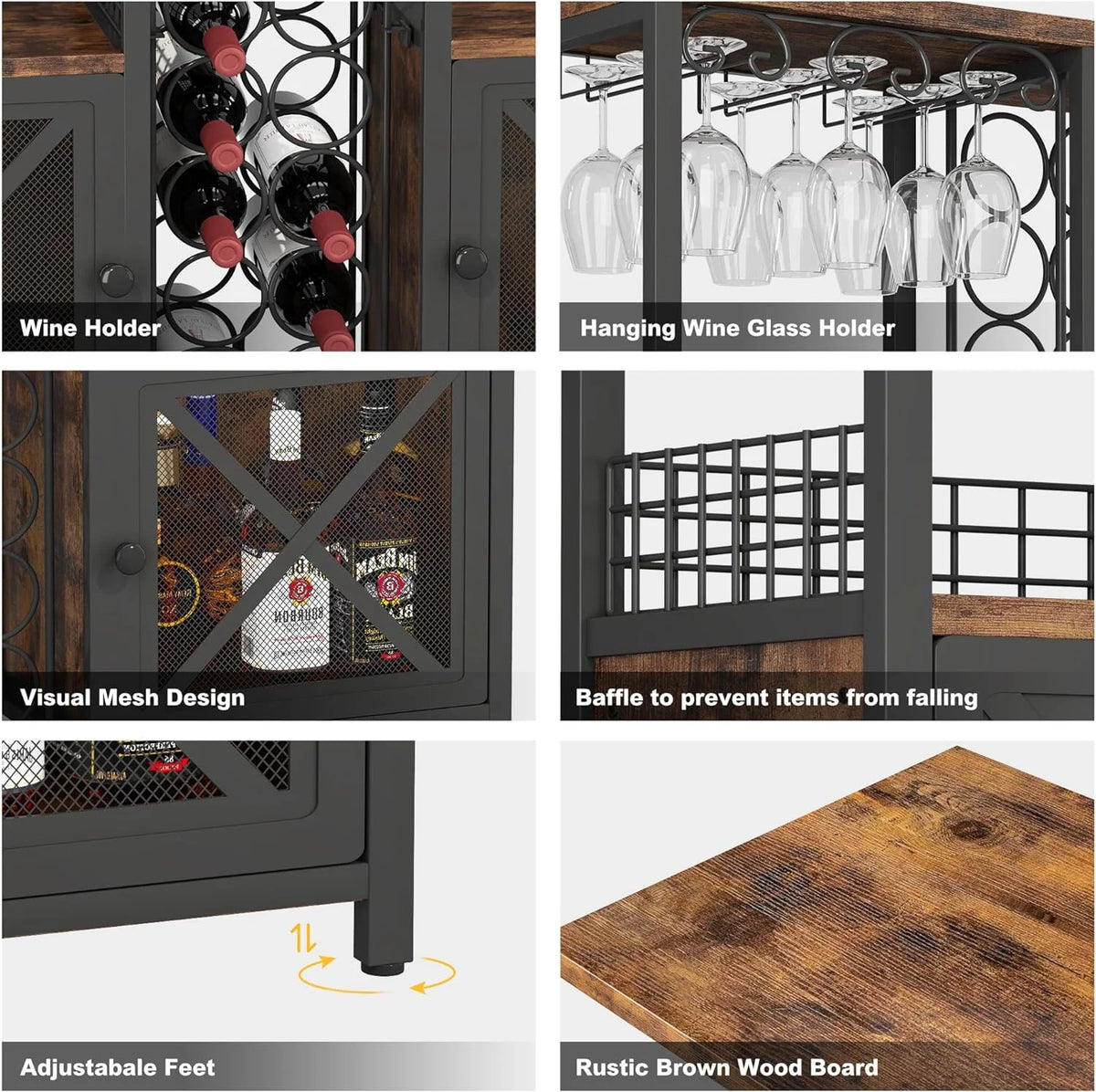 Wooded Coffee Bar Cabinet with Storage Sideboard B884480