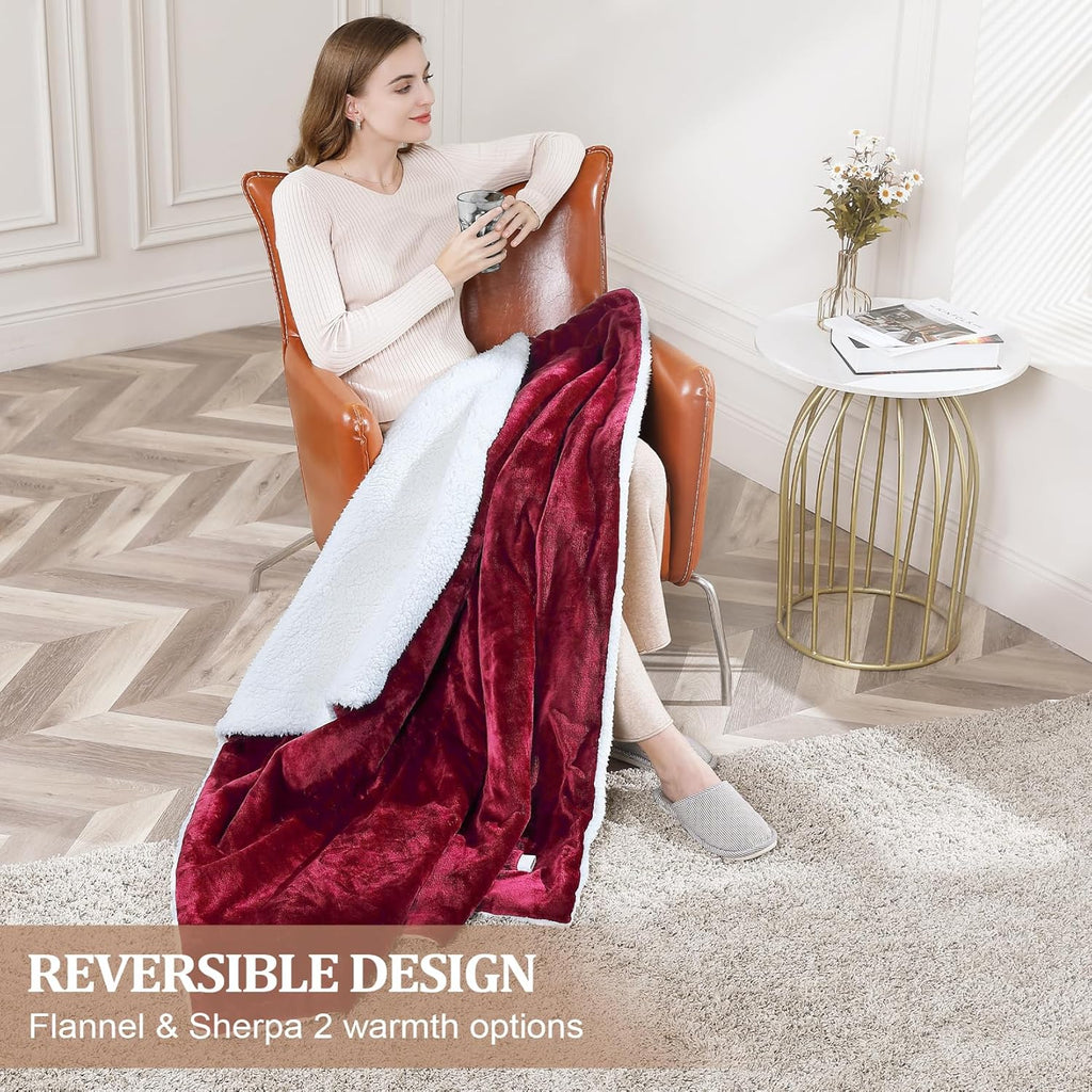 Red Flannel Electric Heated Throw Blanket 50" x 60" R26977