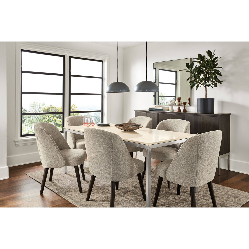 Modern Cora Side Chair in Sumner Linen with Charcoal Legs White Brown Performance Fabric R609613