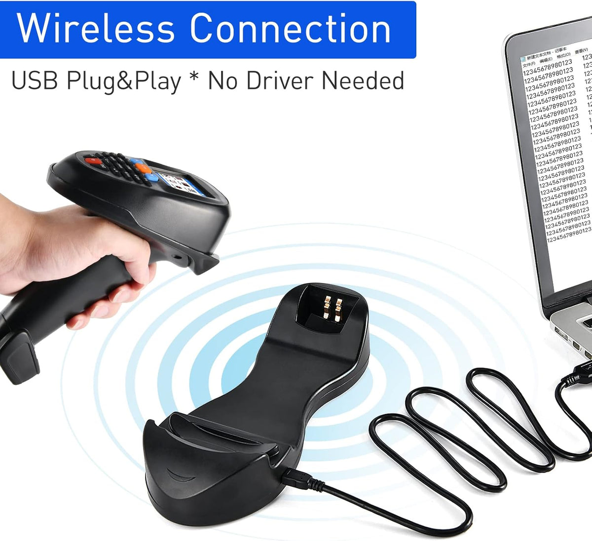 Wireless Barcode Scanner with Charging Base I622
