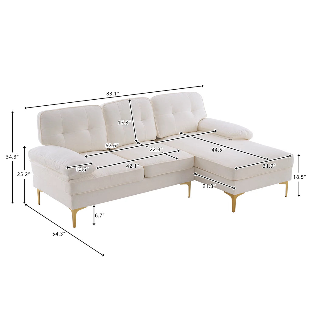 Beige 83 inch L-Shape Sectional Sofa D211