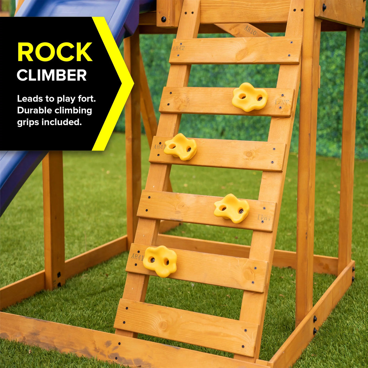Wooden Swing Set with Double A-Frame and Slide J5742