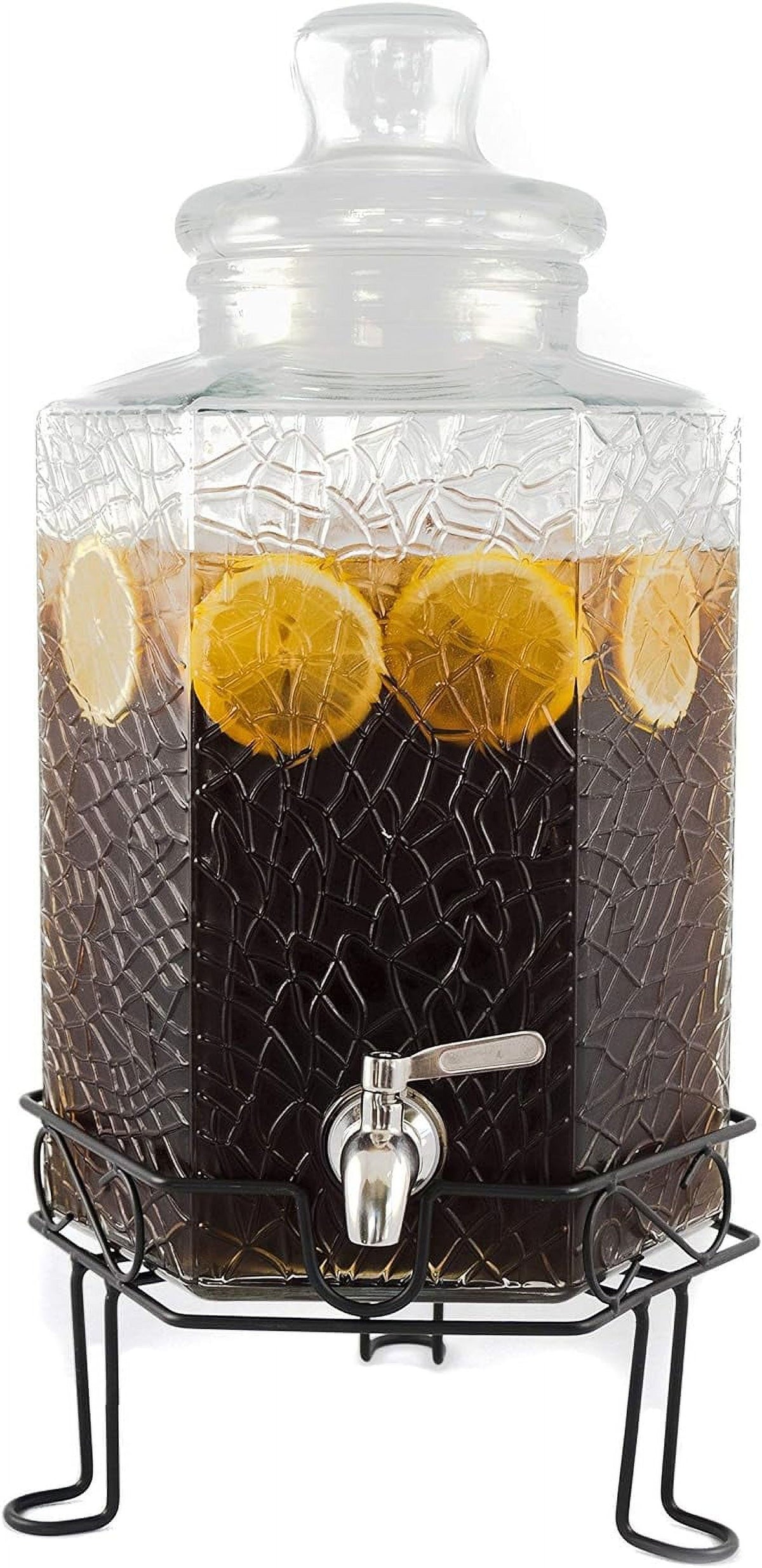 Gallon Glass Beverage Dispenser with Stainless Spigot and Stand B99247