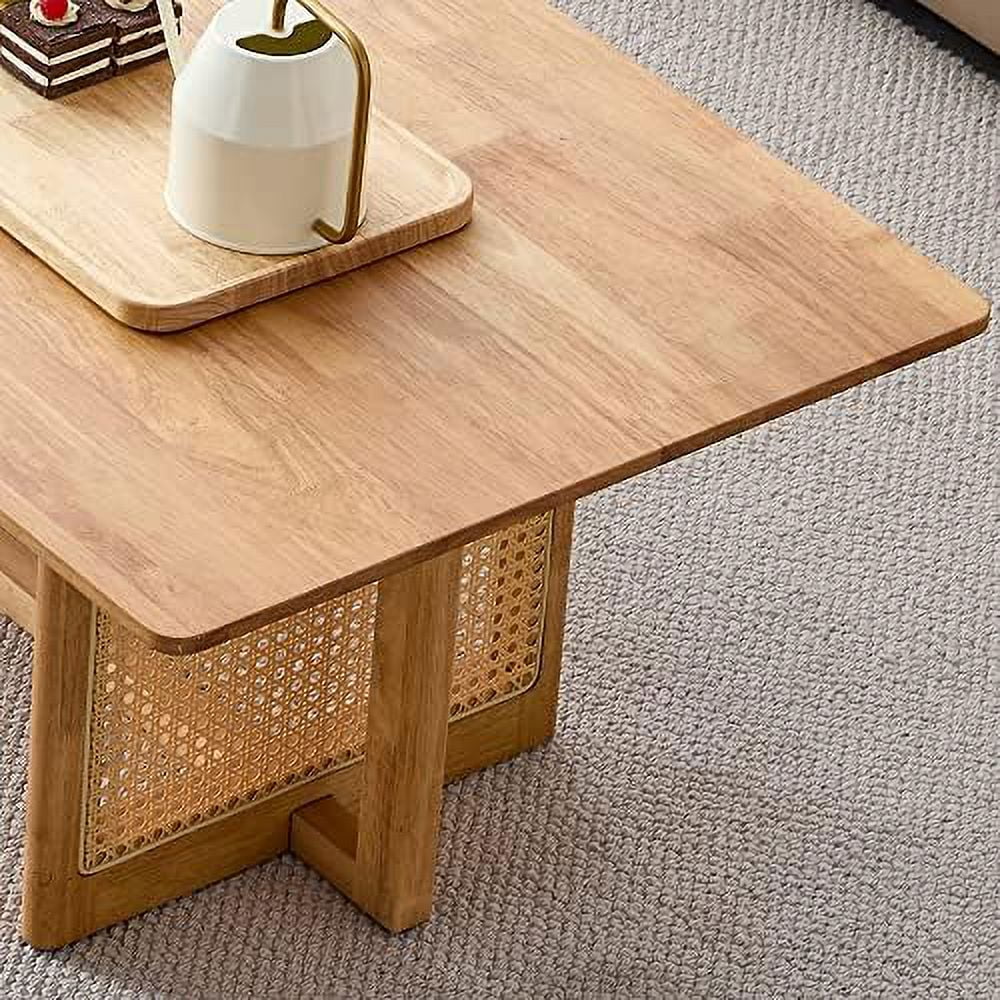Wooden Coffee Table 47.2" Rectangular with MDF Desktop and Metal Legs Q796767
