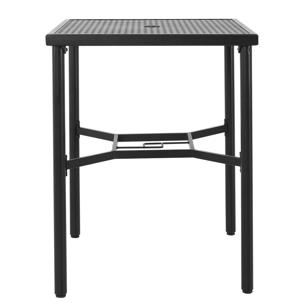 28 inch Black Steel Outdoor Bar Table with Umbrella Hole K37385