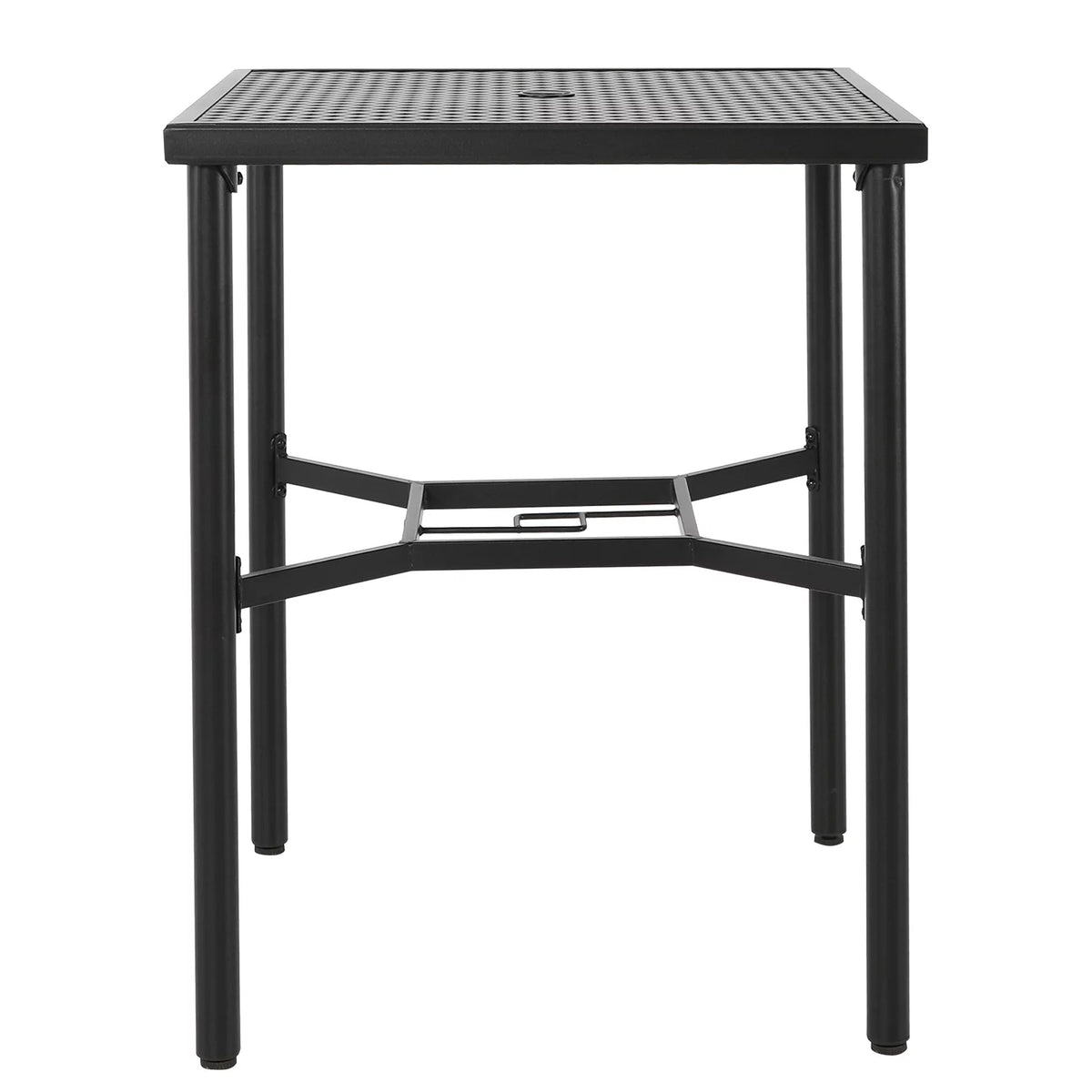 28 inch Black Steel Outdoor Bar Table with Umbrella Hole K37385