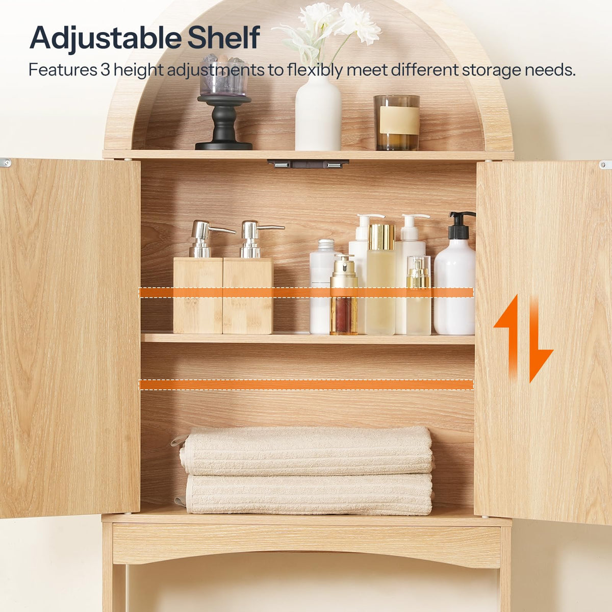 Arched Rattan Over the Toilet Storage Cabinet with Doors S166922