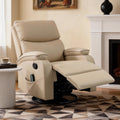 Beige Leather Swivel Rocking Recliner Chair H456523
