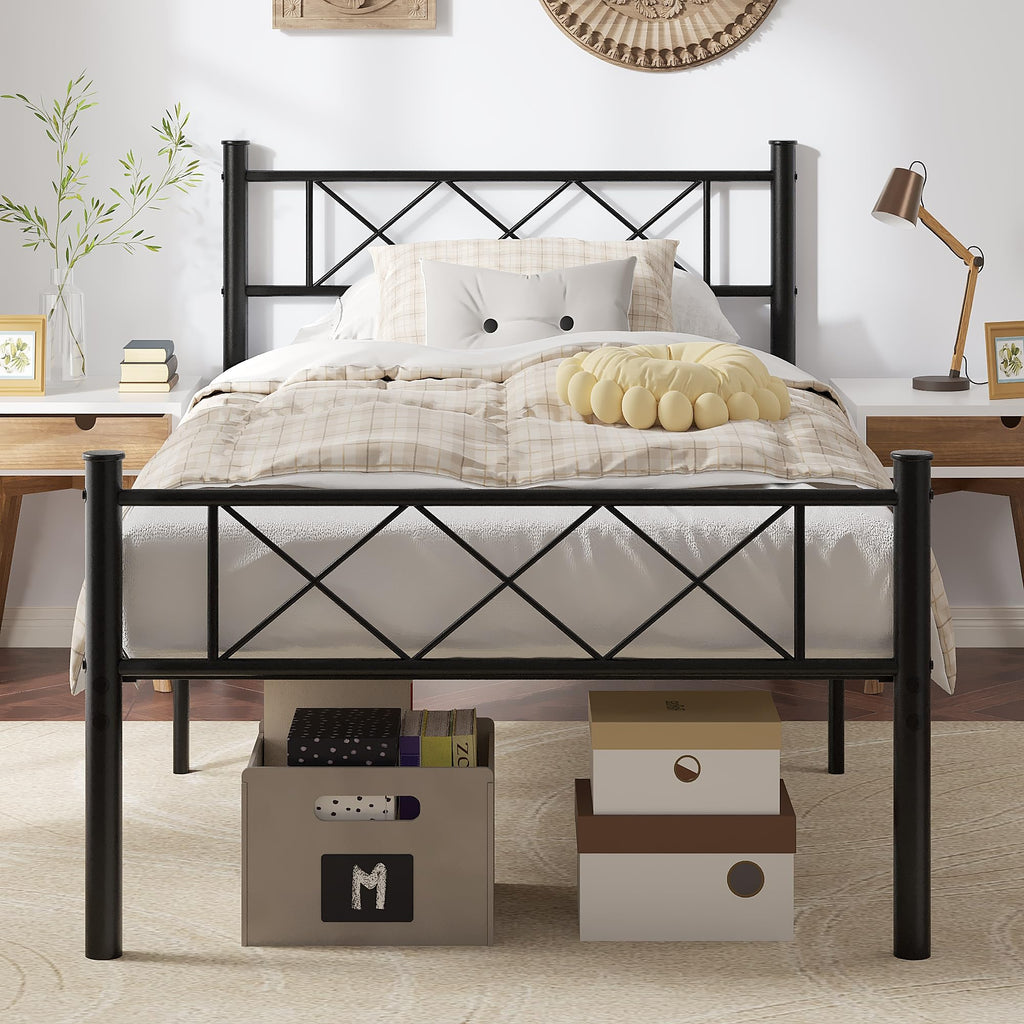 Twin Size Metal Bed Frame with Headboard I149