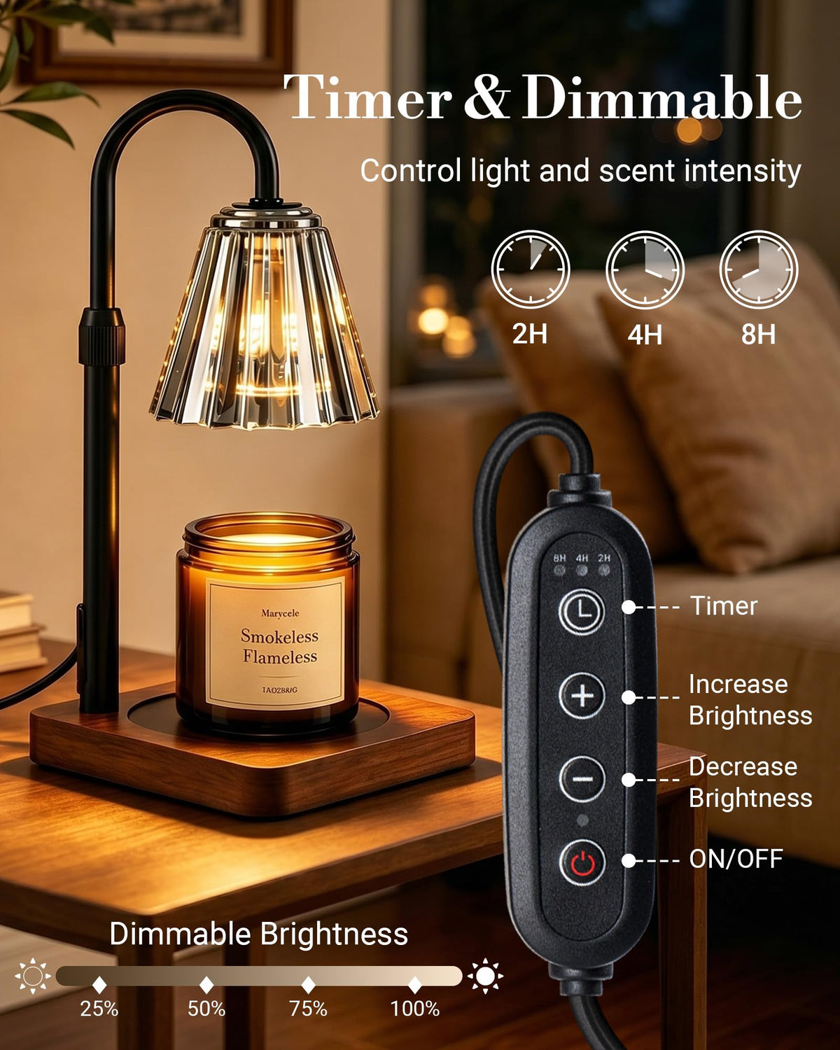 Vintage Candle Warmer Lamp with Timer Dimmer O65428