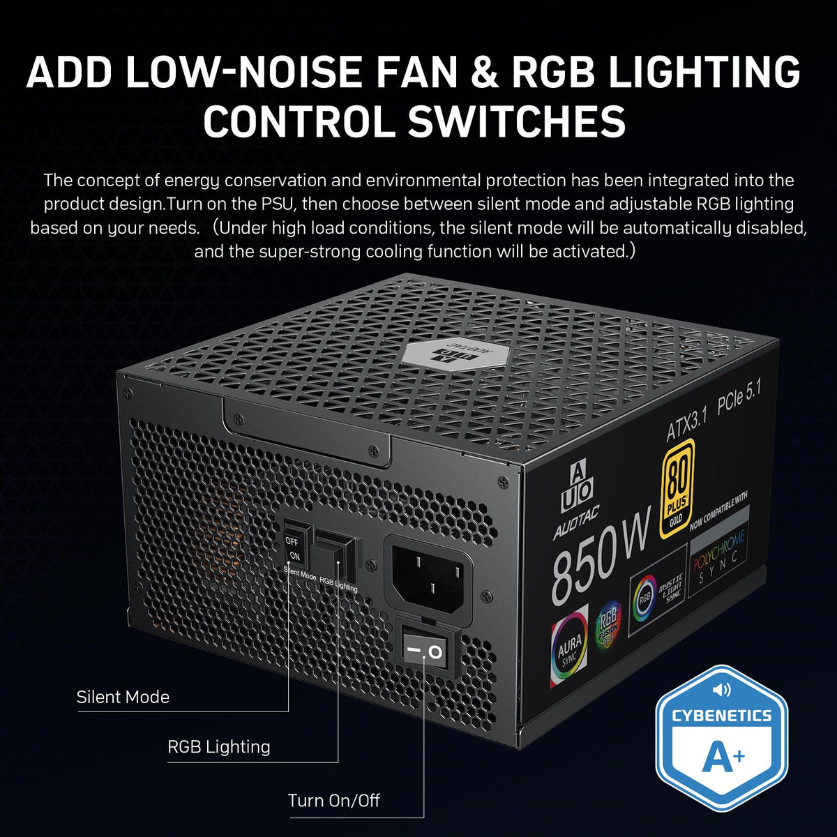 850W Fully Modular 80+ Gold ATX 3.1 Power Supply M5043