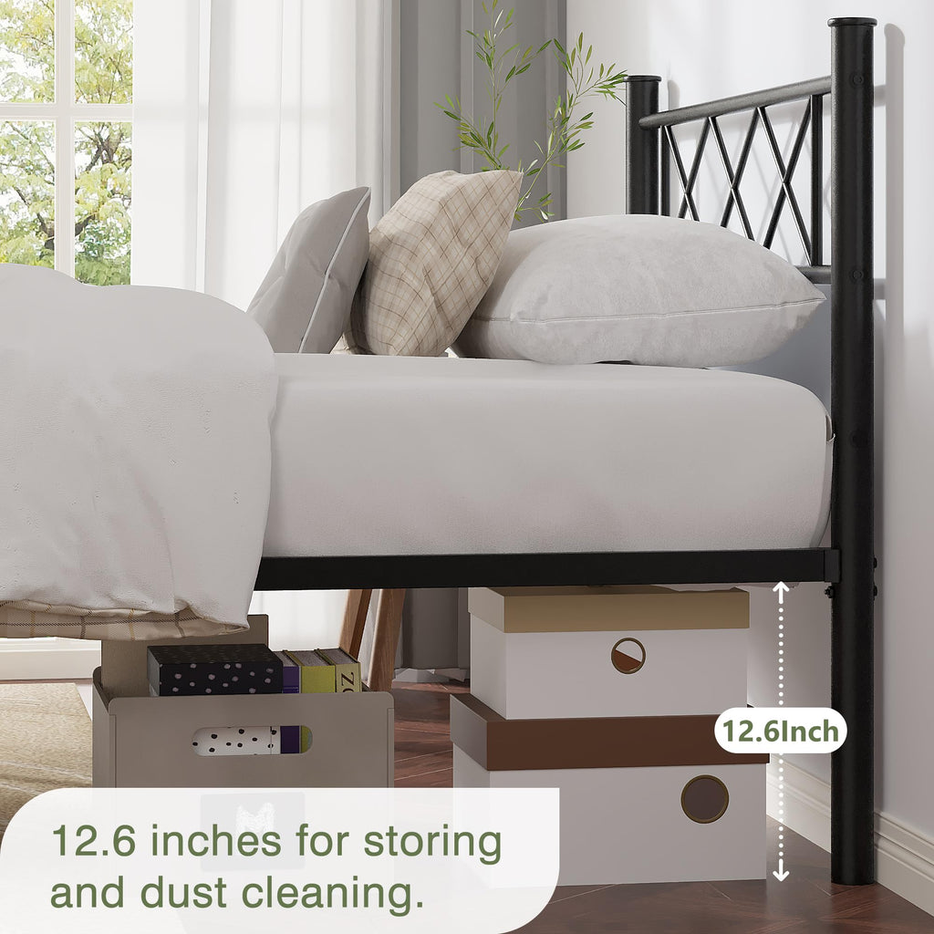 Twin Size Metal Bed Frame with Headboard I149
