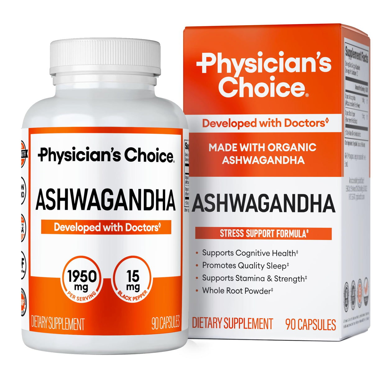 Organic Ashwagandha Root Powder 1950mg 90 Veggie Capsules G100