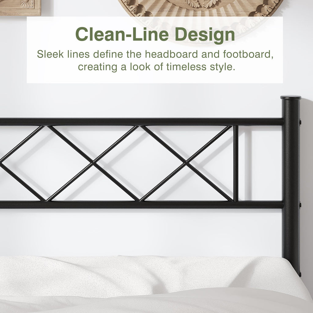 Twin Size Metal Bed Frame with Headboard I149